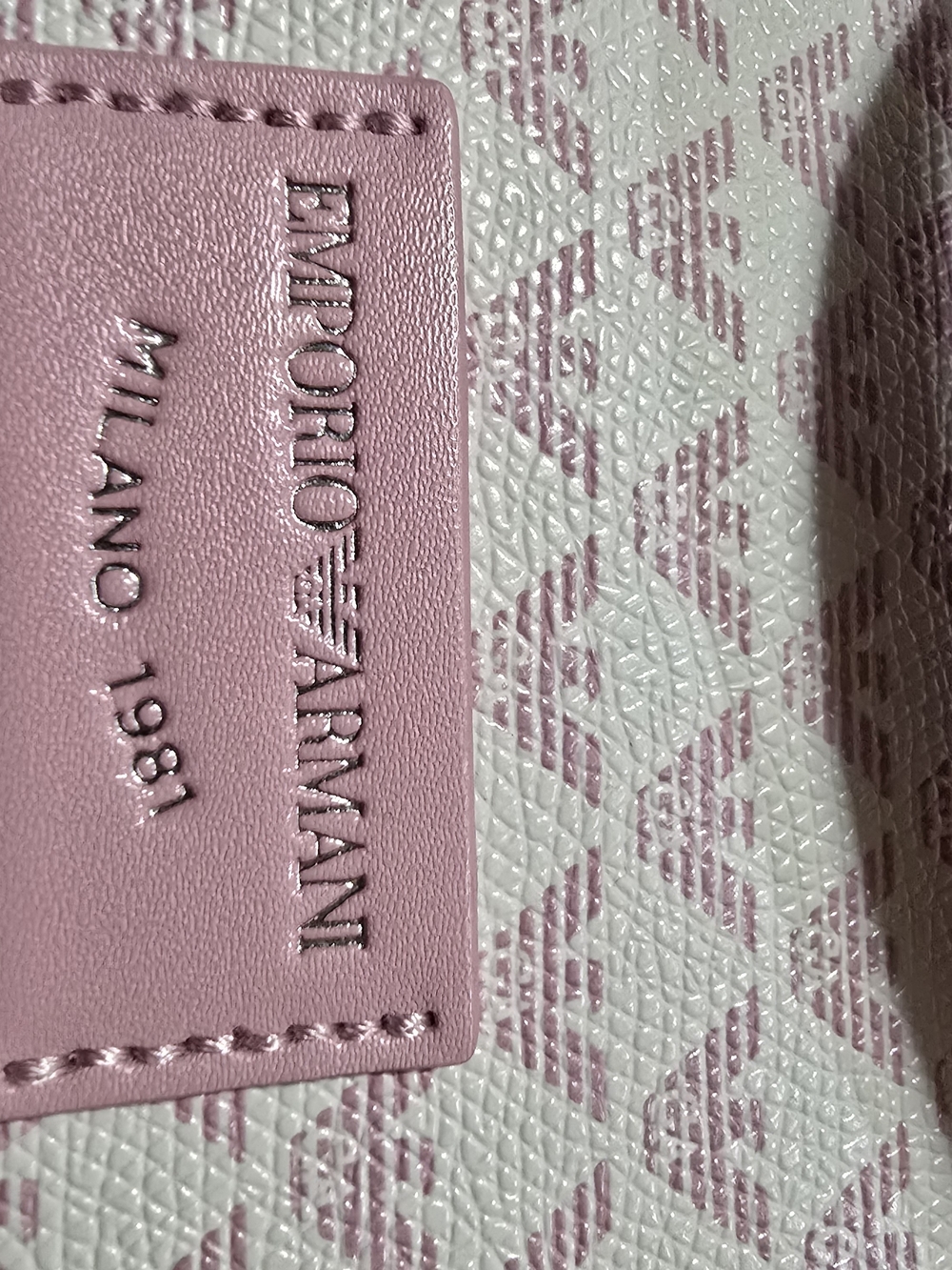 Emporio Armani Pink and White Logo Pattern Tote